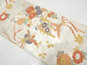 鳳凰に菊・萩・楓模様織り出し　袋帯